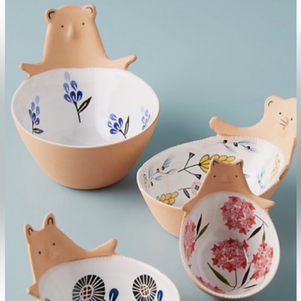 Anthropologie Ariya Ceramic Bear Measuring Cups NWT discontinued